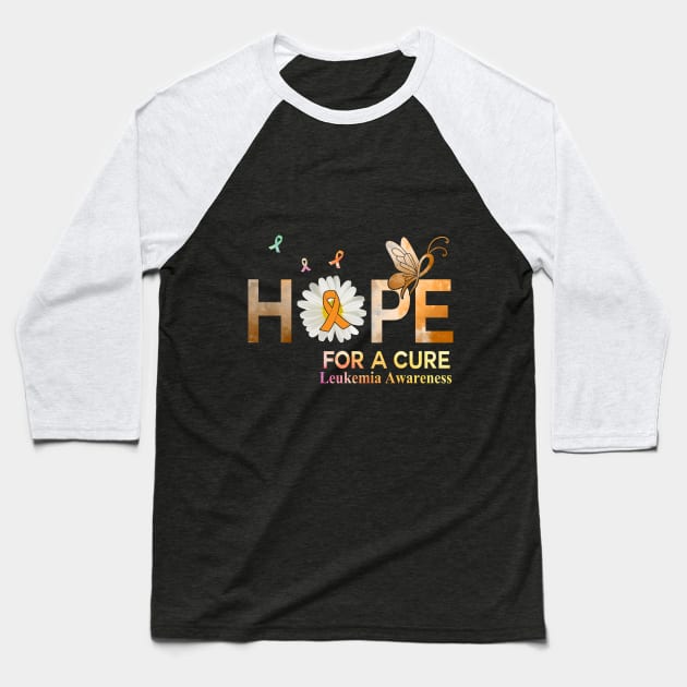 Hope For A Cure Butterfly Flower Leukemia Baseball T-Shirt by HomerNewbergereq